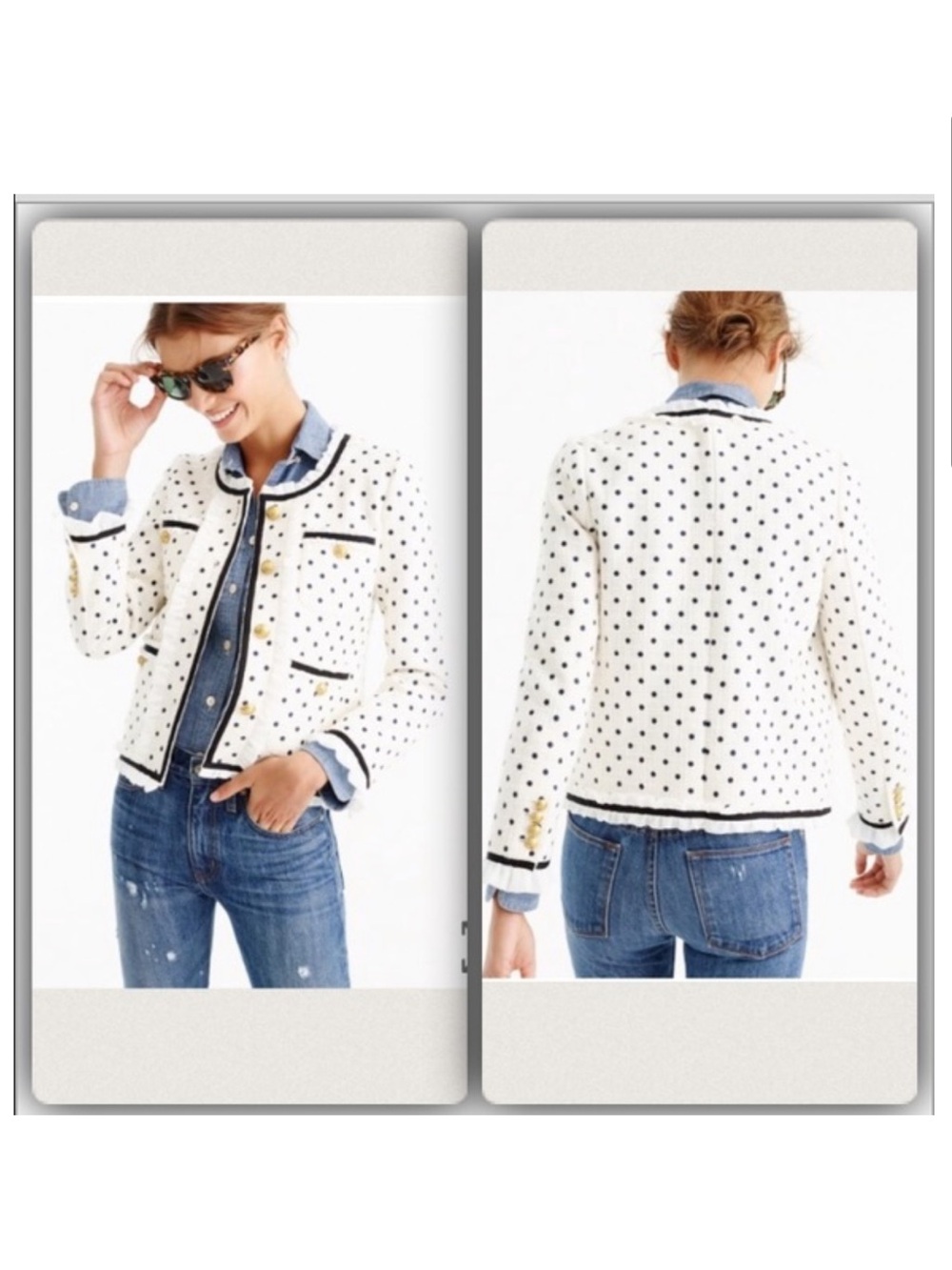 J.Crew Collection Lady Polka Dot Tweed Jacket Blazer